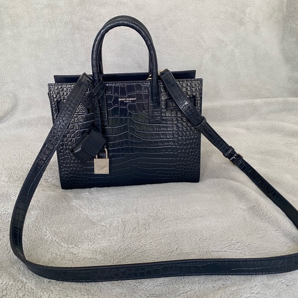 Saint Laurent - Sac de Jour Nano in Navy Embossed Crocodile Shiny leather - Picture 4 of 10